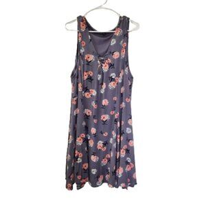 Torrid Flowy Mini Challis Floral Drawstring Corset Swing Dress